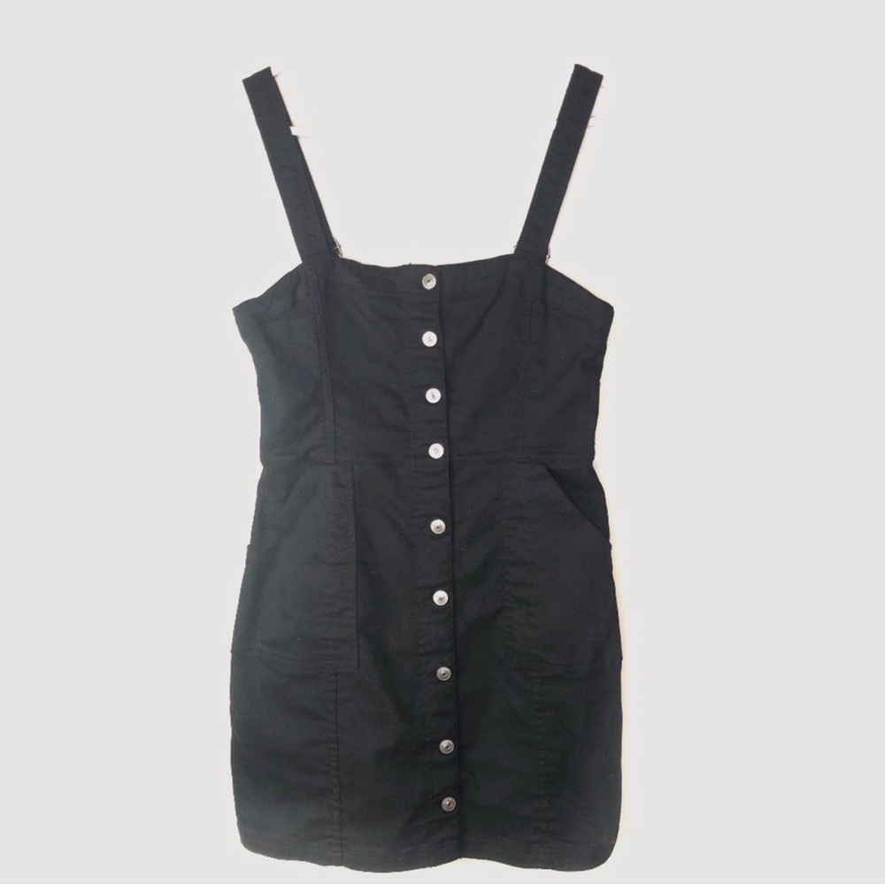 H&M DIVIDED Black Denim Overall Dress
